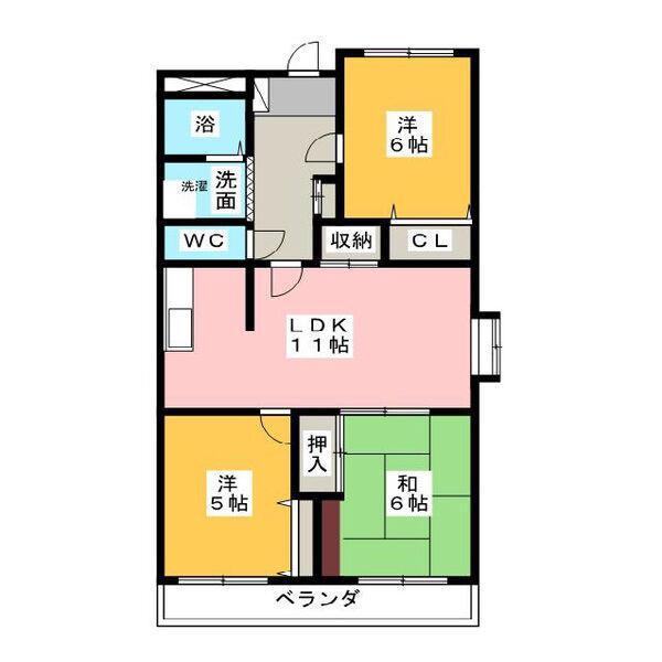 シーズンコート港南(3LDK/2階)の間取り写真