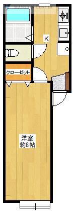 カルディアII(1K/2階)の間取り写真