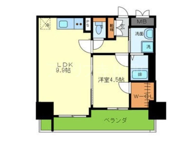 オルゴグラート森ノ宮 南館(1LDK/11階)の間取り写真