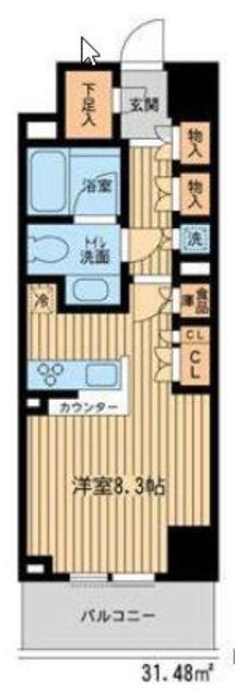 HF新横浜レジデンス(1K/6階)の間取り写真