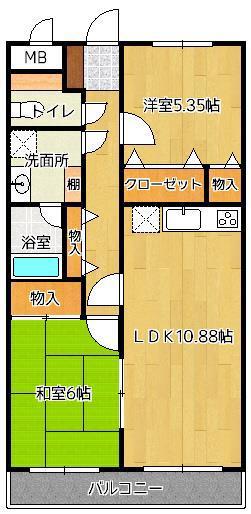 ムサシノガーデン(2LDK/3階)の間取り写真