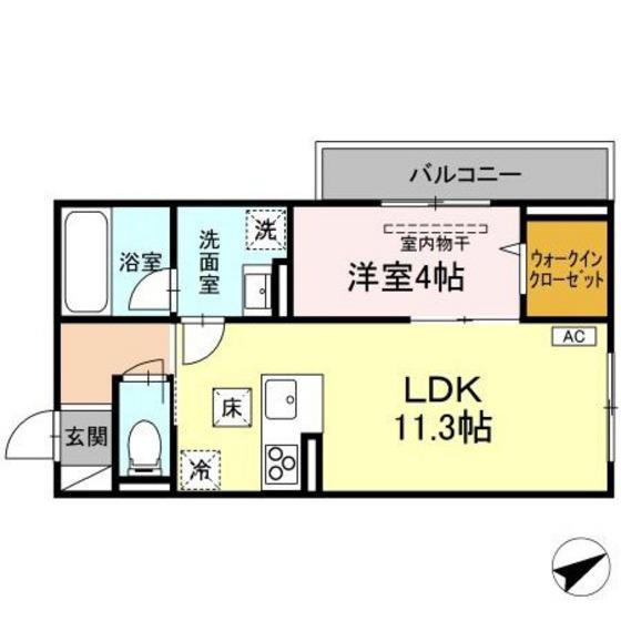 TORISIA大慈寺町B(1LDK/1階)の間取り写真