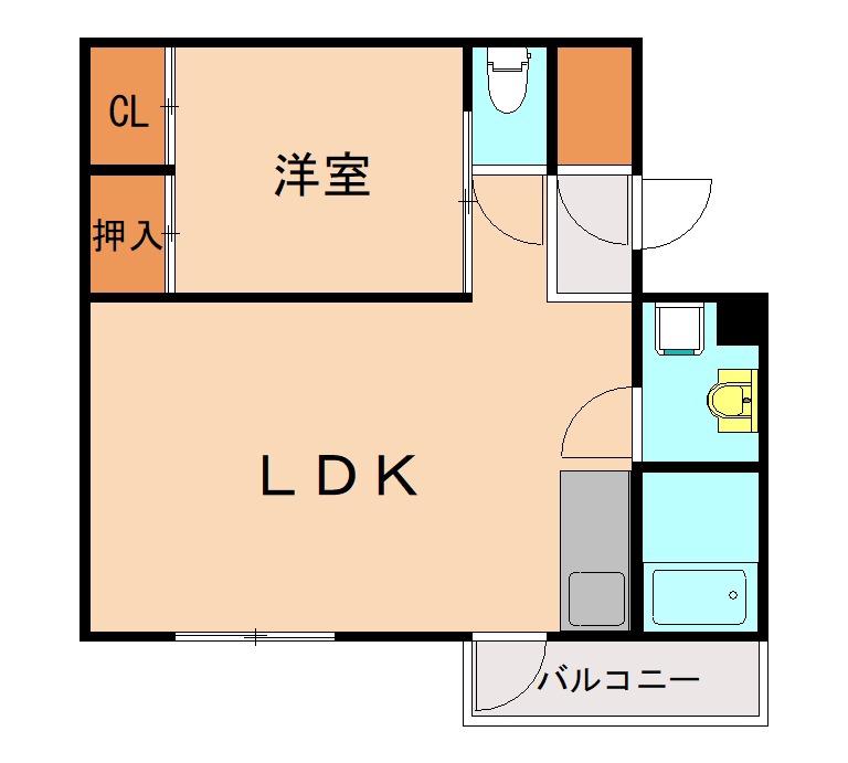 松崎団地(1LDK/4階)の間取り写真
