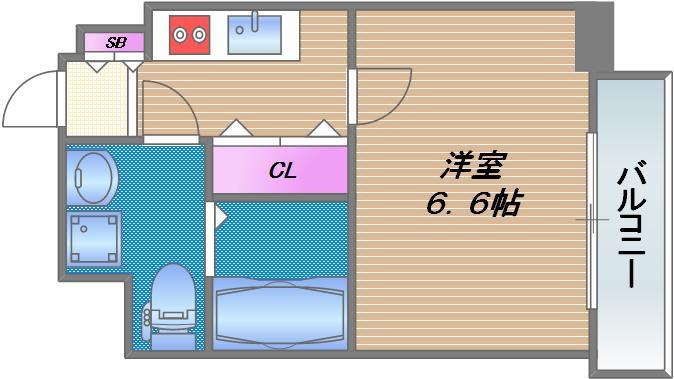 ジアコスモ大阪城南(1K/7階)の間取り写真