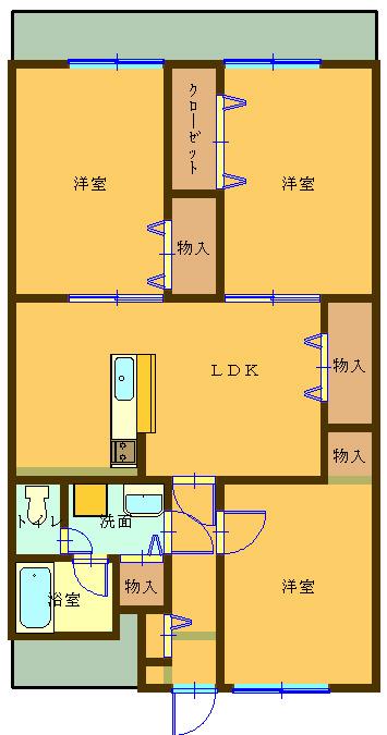グレイス ローズ 301号(3LDK/3階)の間取り写真