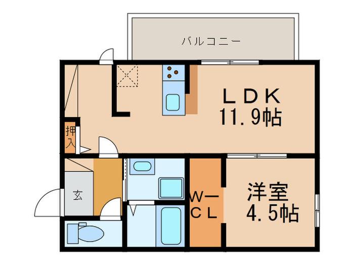 アルブルコート(1LDK/2階)の間取り写真