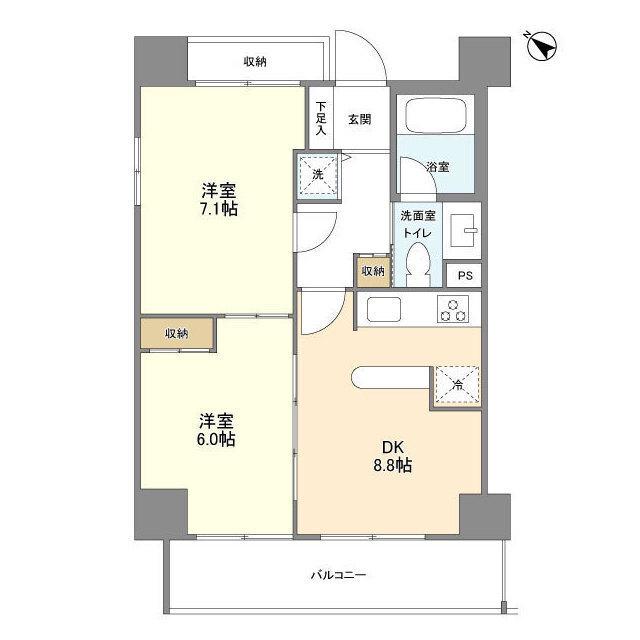 プロスペクト西巣鴨(2DK/12階)の間取り写真