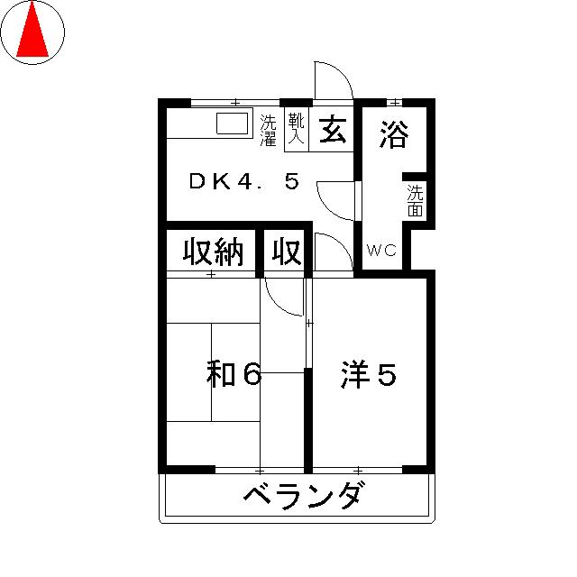 中野コーポラス(2DK/1階)の間取り写真