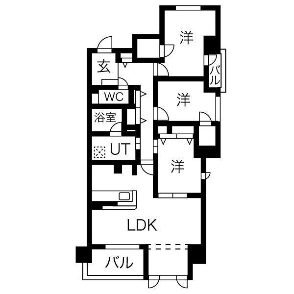 CORTILE MARUFUKU(3LDK/8階)の間取り写真