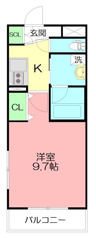 メゾンオルレアン(1K/2階)の間取り写真