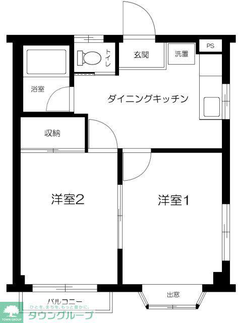 セントメアリー八幡山II(2DK/2階)の間取り写真