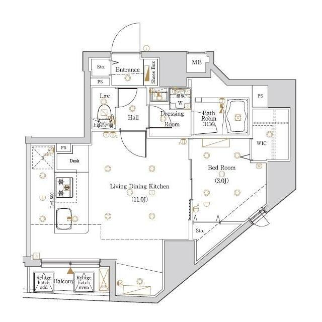 LOG入谷 部屋番号1202(1LDK/12階)の間取り写真