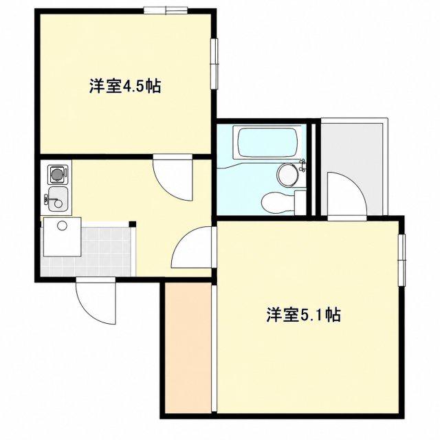 すばる一番館(2K/2階)の間取り写真