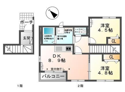 ユーパーク和 2DK(2DK/2階)の間取り写真