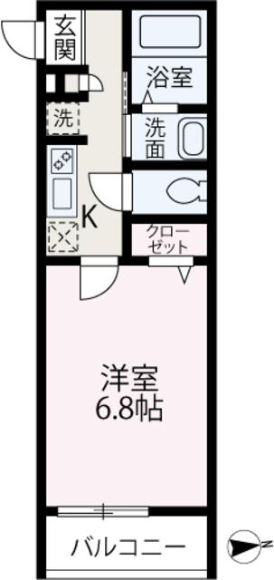 TKWILL志木柏町(1K/2階)の間取り写真