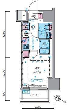 GENOVIA青砥SKYGARDEN(1K/3階)の間取り写真