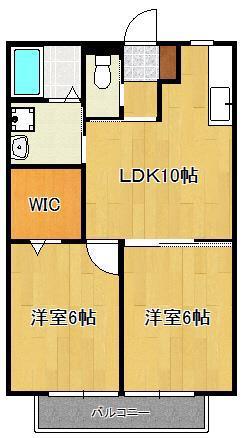 エクセルハイムB(2LDK/2階)の間取り写真