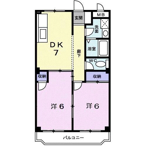 マンショングリンピア(2DK/1階)の間取り写真