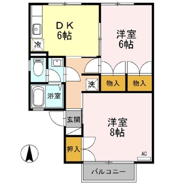 ライブリーパーク高橋A棟(2DK/1階)の間取り写真