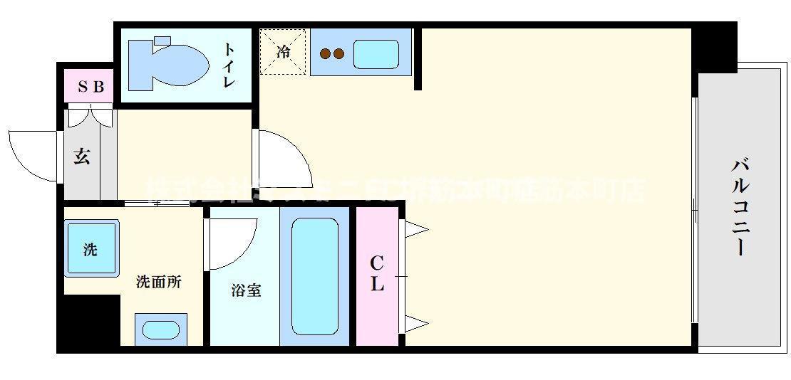 アーバンフラッツ上町(ワンルーム/9階)の間取り写真