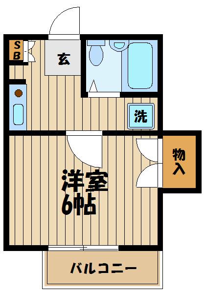ピースフル(1K/1階)の間取り写真