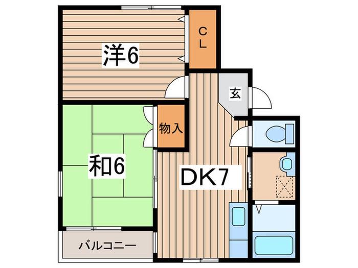 グレイスホーム(2DK/2階)の間取り写真