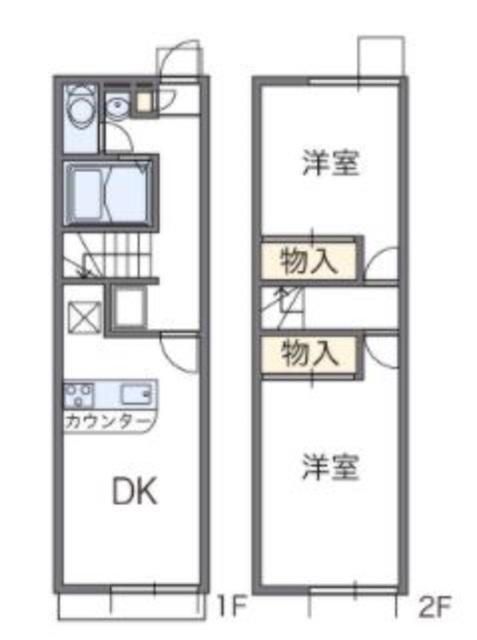 レオパレスフィールズSTAY(2DK/1階)の間取り写真