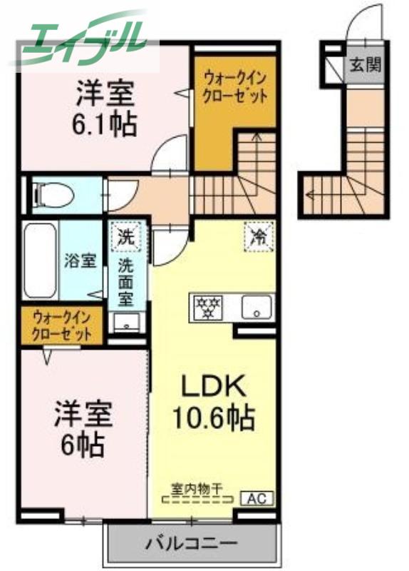 サンフラワー(2LDK/2階)の間取り写真