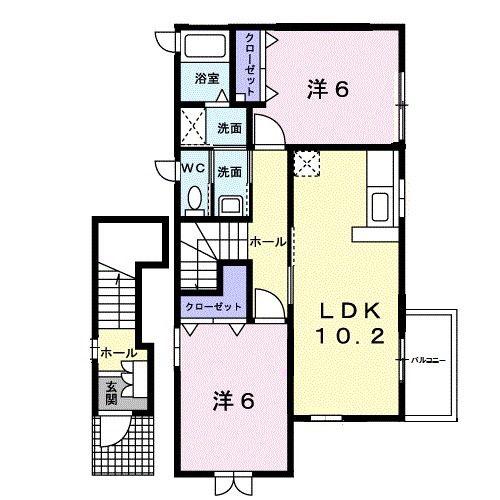 セレノ・アロッジオ(2LDK/2階)の間取り写真