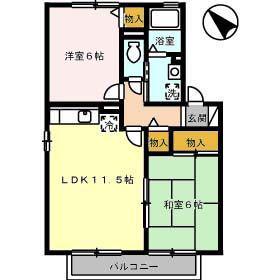 ルミエール小林(2LDK/2階)の間取り写真