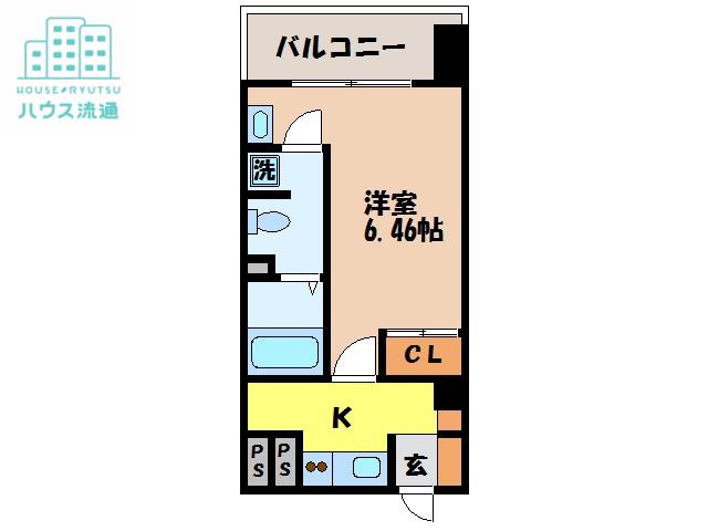 レジデンス古町(1K/4階)の間取り写真