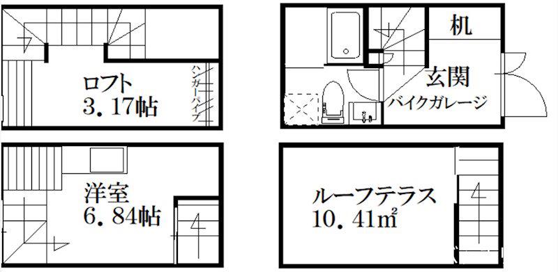 ガレット空港前II(ワンルーム/1階)の間取り写真