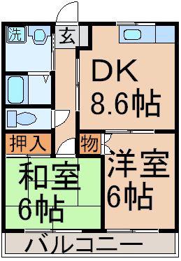 エメロード大門(2DK/3階)の間取り写真