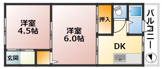 ジェニーハイツ(2K/1階)の間取り写真