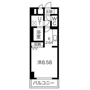 あさひグランレジデンシア高崎 II(1K/2階)の間取り写真