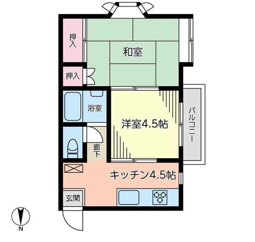 ファミーユ井土ヶ谷(2K/2階)の間取り写真