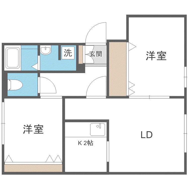 ハイツオータニ(2LDK/3階)の間取り写真