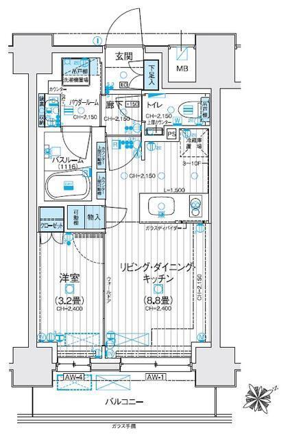 デュオステージ海老名II(1LDK/2階)の間取り写真