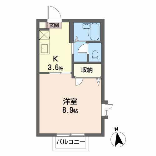 アルシオネ泉(1K/2階)の間取り写真