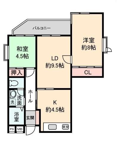 キッツビュール(2LDK/1階)の間取り写真