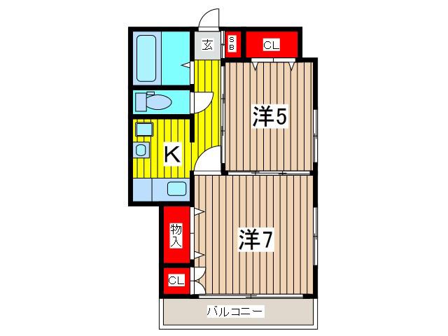 サンドーレ(2K/1階)の間取り写真