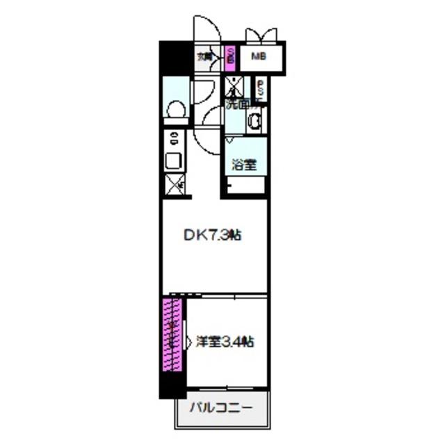 JPレジデンス大阪城東4(1DK/2階)の間取り写真