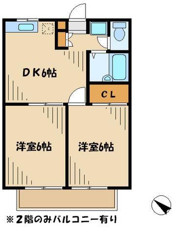 エステートピアさいとう(2DK/2階)の間取り写真