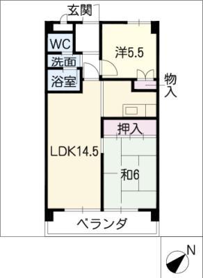 フェステ菊屋第6(2LDK/6階)の間取り写真