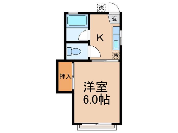ハイムモトヤマ(1K/2階)の間取り写真