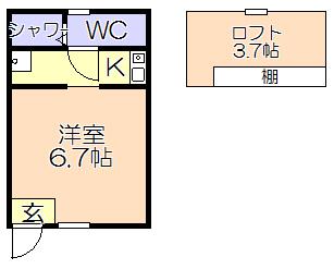サンマリノ藤田(1K/1階)の間取り写真