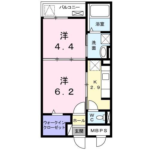 ライルII(1DK/1階)の間取り写真