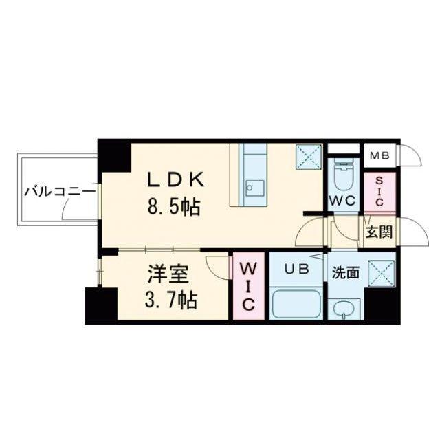 S-RESIDENCE阿波座CHIARO(1LDK/8階)の間取り写真