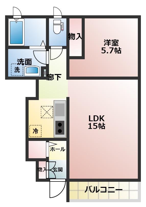 グランドールII(1LDK/1階)の間取り写真