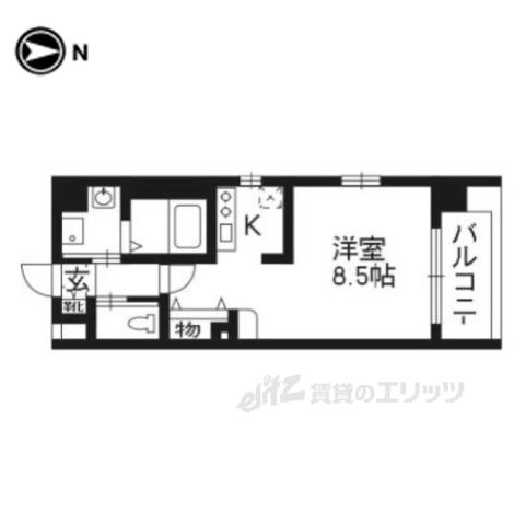 エイペックス京都東山三条(1K/3階)の間取り写真
